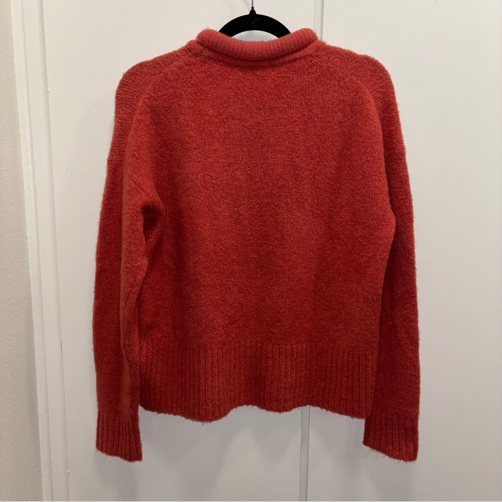 NWT Madewell Sz Small Red Orange Wool Alpaca Blend Mock Neck Sweater Comfy Cozy - Picture 3 of 8